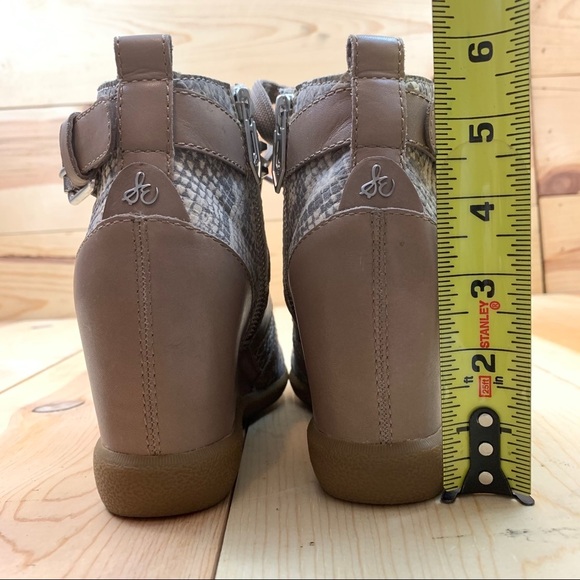Sam Edelman Brogan Wedge Gray Tan Snake Sneakers 6 - Picture 6 of 15